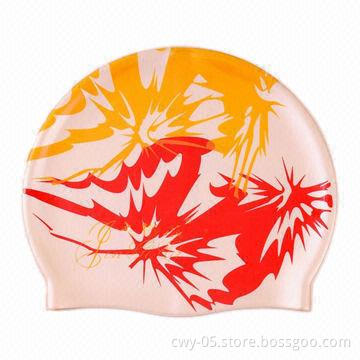 Silicone colorful printed swimming caps